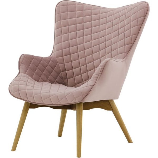 Ducon Velvet Wingback Chair With Stitching, lilac, Leg colour: like oak