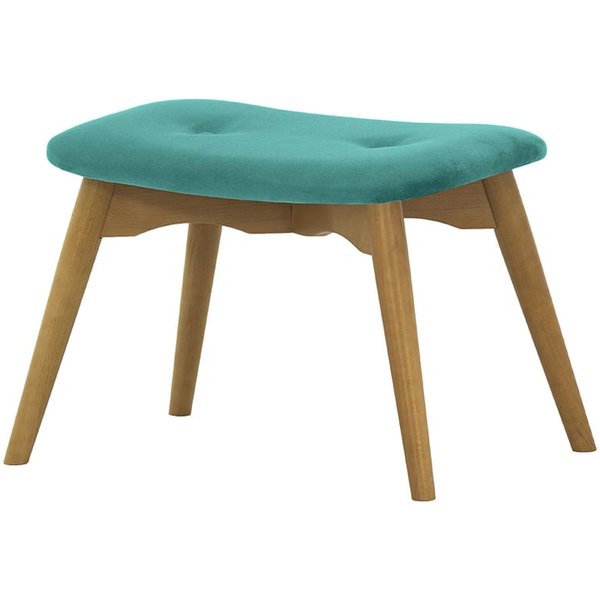 Ducon Velvet Footstool, light blue, Leg colour: like oak