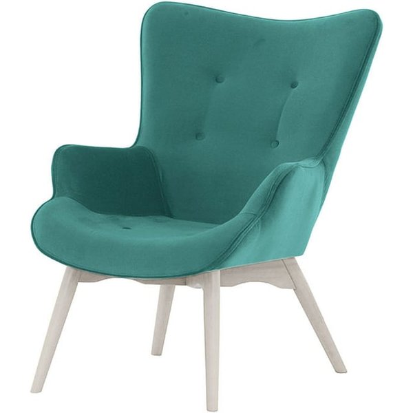 Ducon Velvet Wingback Chair, light blue, Leg colour: white