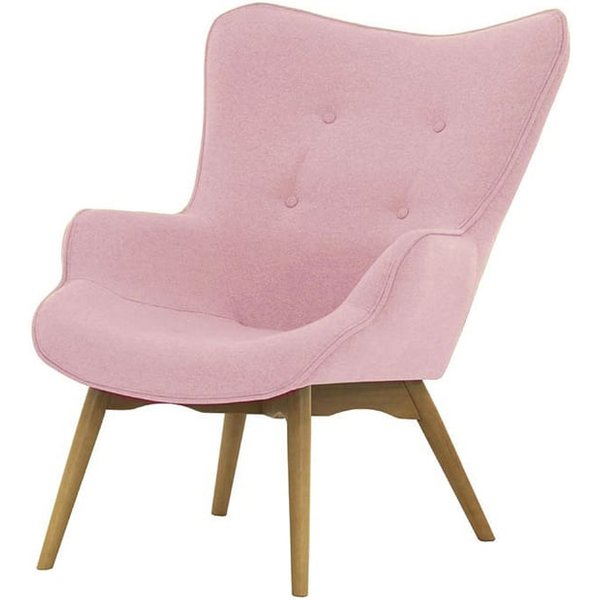 Ducon Wingback Chair, pink, Leg colour: like oak