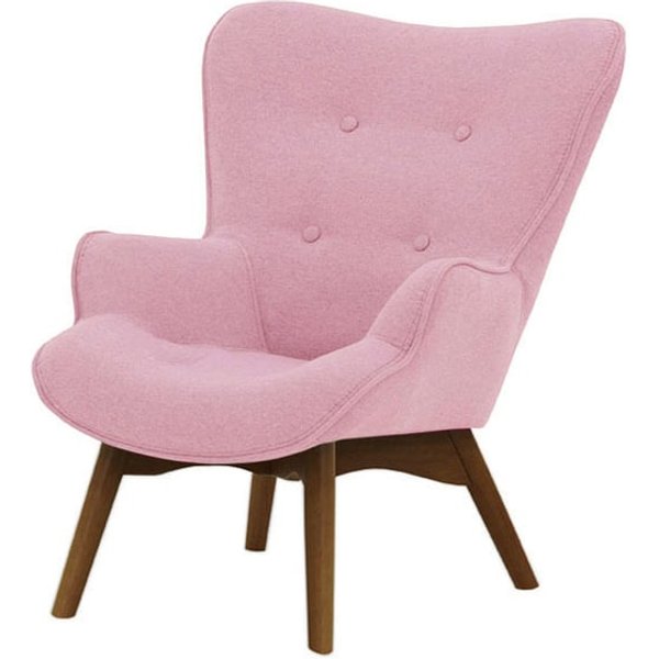 Ducon Mini Children's Wingback Chair, pink, Leg colour: dark oak