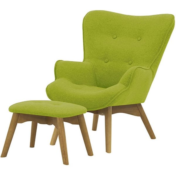 Ducon Mini Children's Wingback Chair + Footstool, lime, Leg colour: like oak