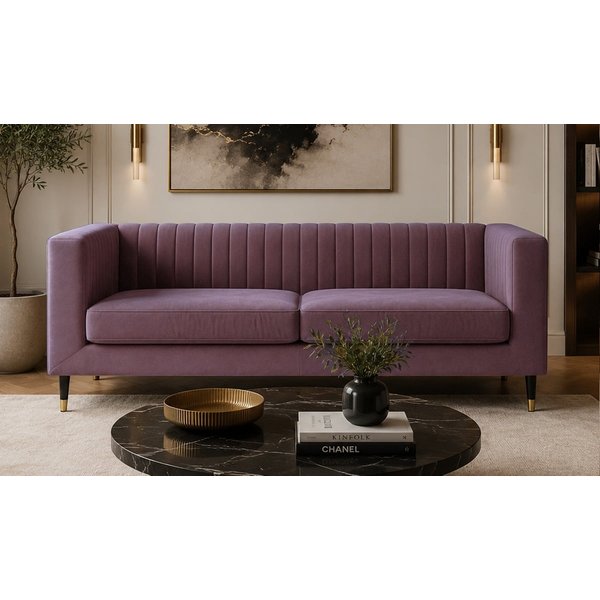 Slender 2 Seater Sofa, Matt Velour Chestnut - purple