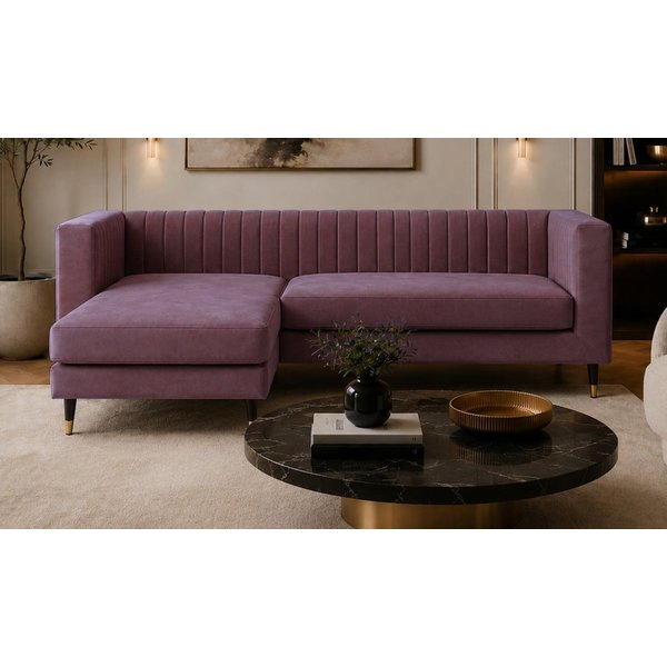 Slender Universal Corner Sofa, Matt Velour Chestnut - purple
