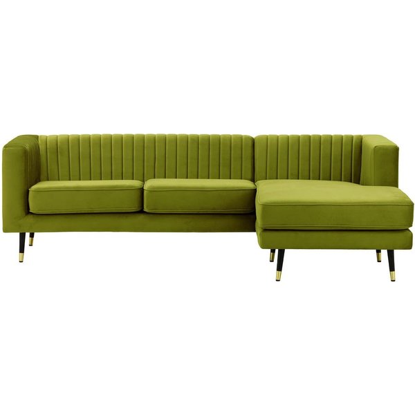 Slender Large Right Hand Corner Sofa, olive green