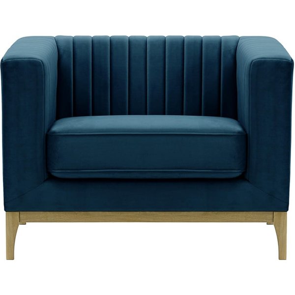 Slender Wood Armchair, blue, Leg colour: wax black