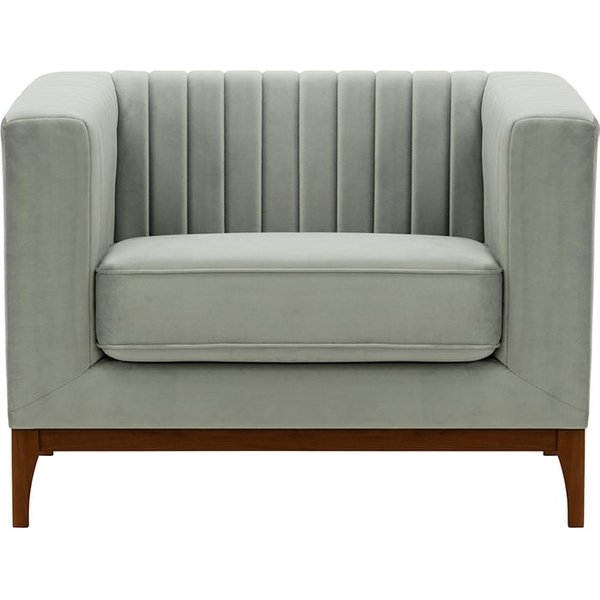 Slender Wood Armchair, silver, Leg colour: dark oak