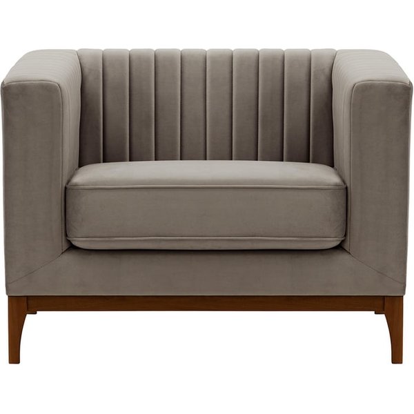 Slender Wood Armchair, grey, Leg colour: dark oak