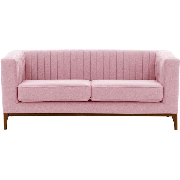 Slender Wood 2 Seater Sofa, pink, Leg colour: dark oak