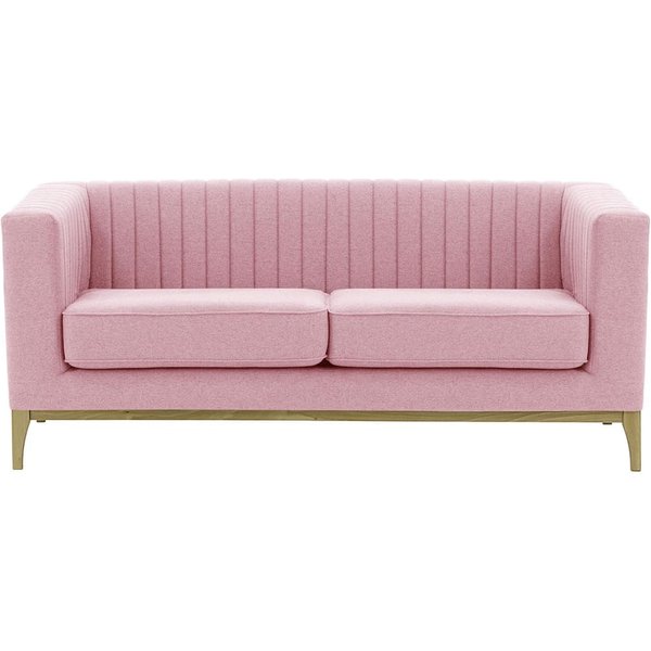 Slender Wood 2 Seater Sofa, pink, Leg colour: wax black