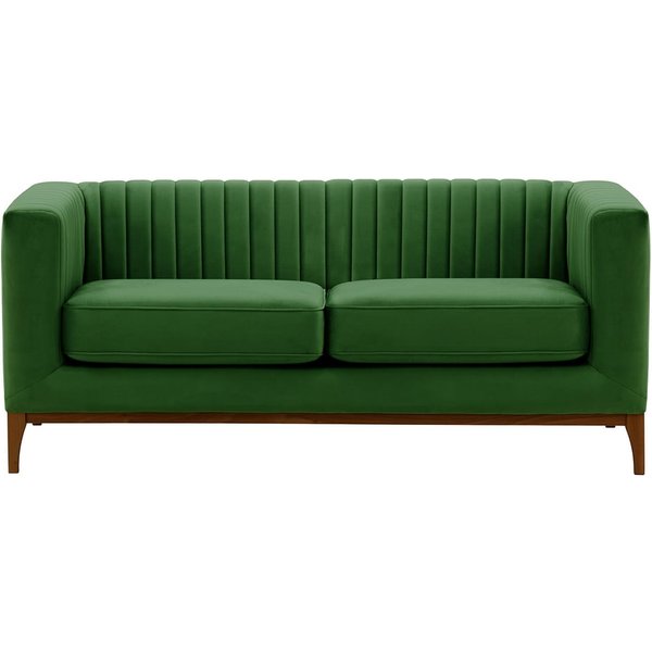 Slender Wood 2 Seater Sofa, dark green, Leg colour: dark oak