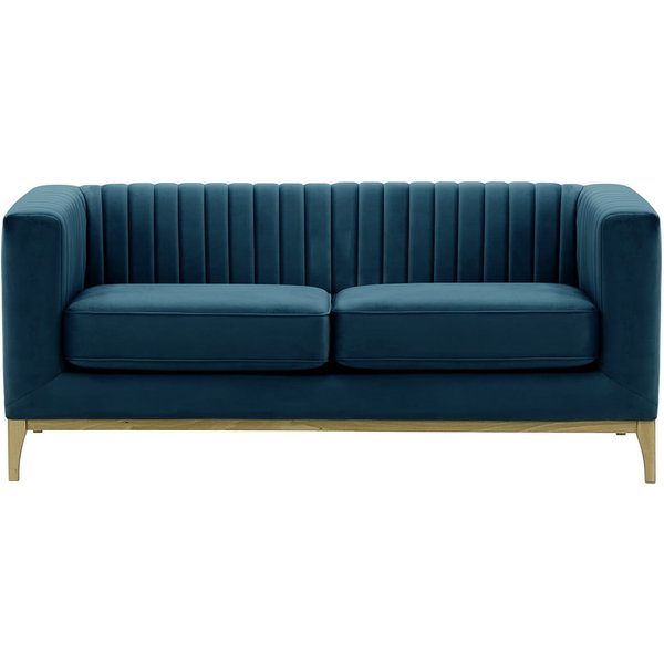 Slender Wood 2 Seater Sofa, blue, Leg colour: wax black