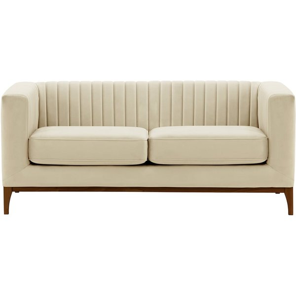 Slender Wood 2 Seater Sofa, light beige, Leg colour: dark oak