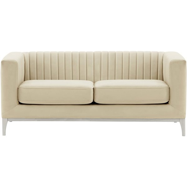 Slender Wood 2 Seater Sofa, light beige, Leg colour: white