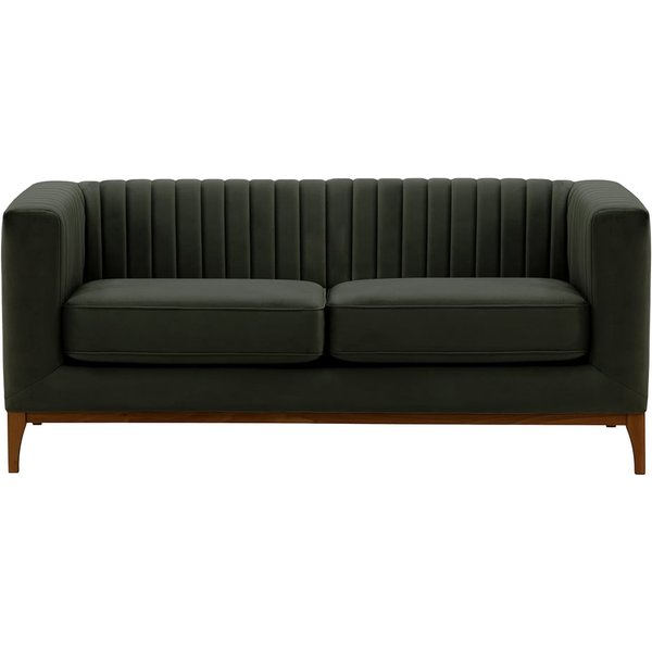 Slender Wood 2 Seater Sofa, black, Leg colour: dark oak