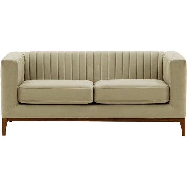 Slender Wood 2 Seater Sofa, mink, Leg colour: dark oak