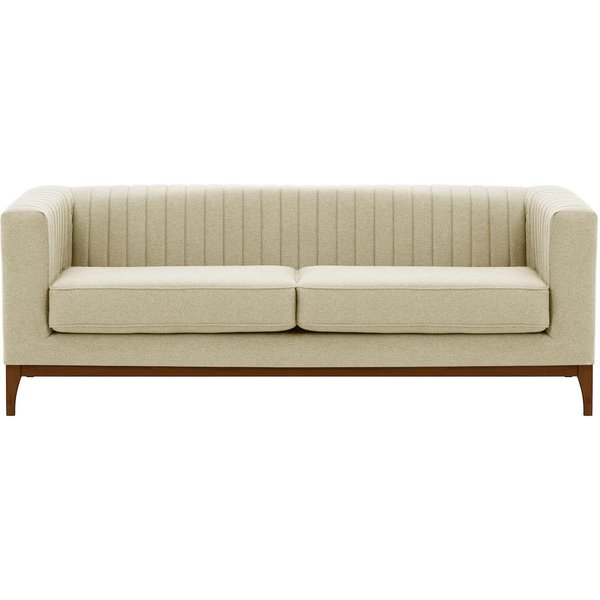 Slender Wood 3 Seater Sofa, cream, Leg colour: dark oak