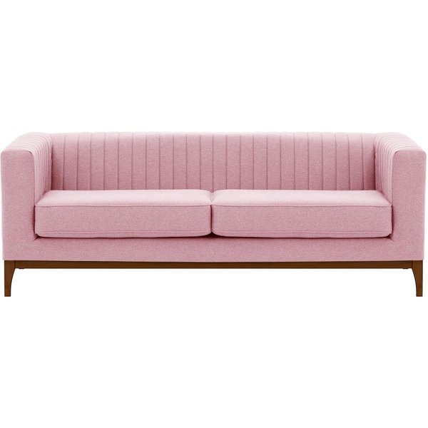 Slender Wood 3 Seater Sofa, pink, Leg colour: dark oak