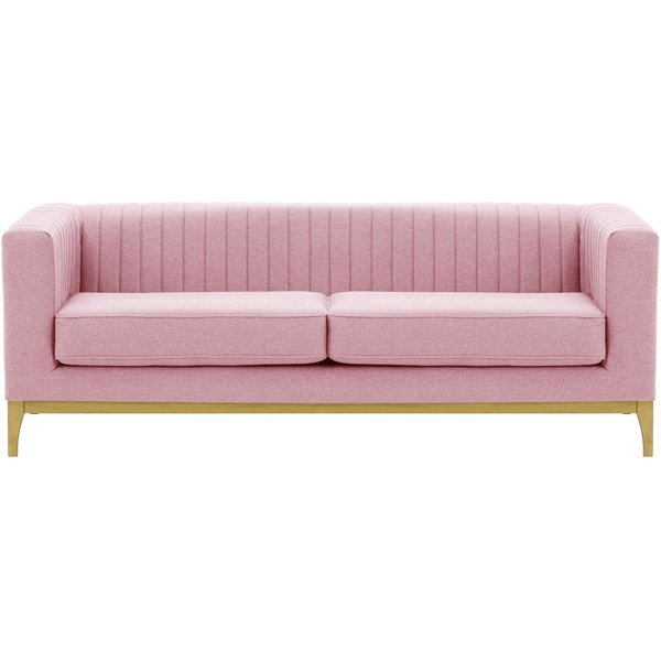 Slender Wood 3 Seater Sofa, pink, Leg colour: like oak