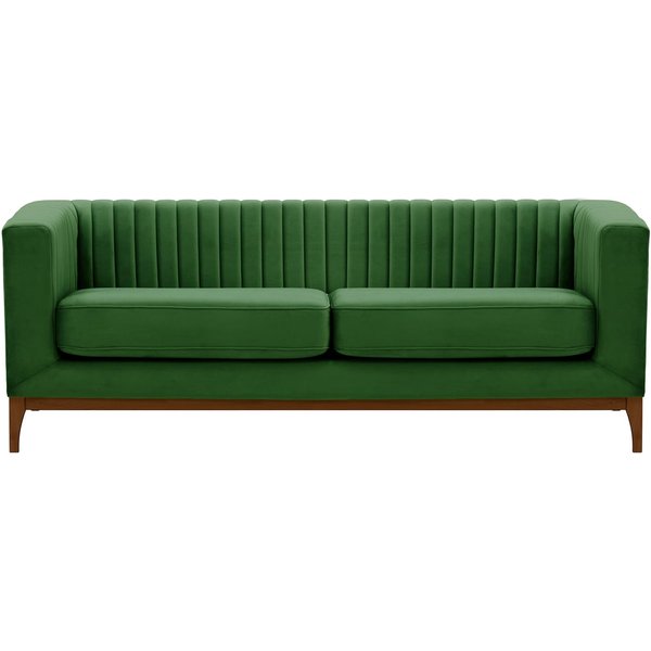 Slender Wood 3 Seater Sofa, dark green, Leg colour: dark oak