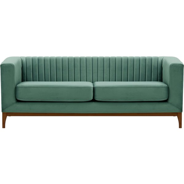 Slender Wood 3 Seater Sofa, dirty blue, Leg colour: dark oak