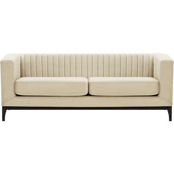 Slender Wood 3 Seater Sofa, light beige, Leg colour: black
