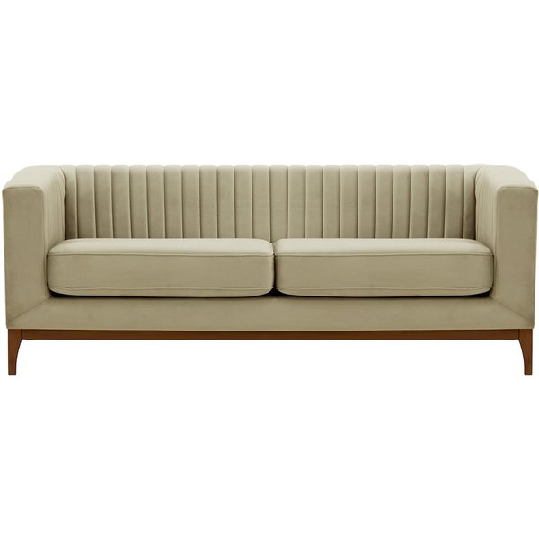 Slender Wood 3 Seater Sofa, mink, Leg colour: dark oak