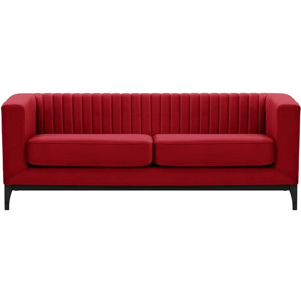 Slender Wood 3 Seater Sofa, dark red, Leg colour: black