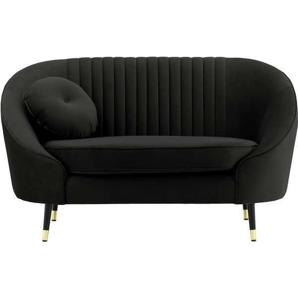 Kooper Armchair with stitching, black, Leg colour: Black + gold