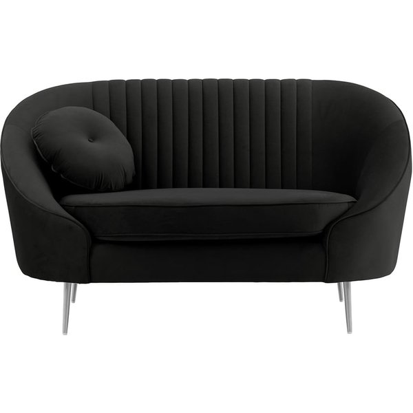 Kooper Armchair with stitching, black, Leg colour: chrome metal