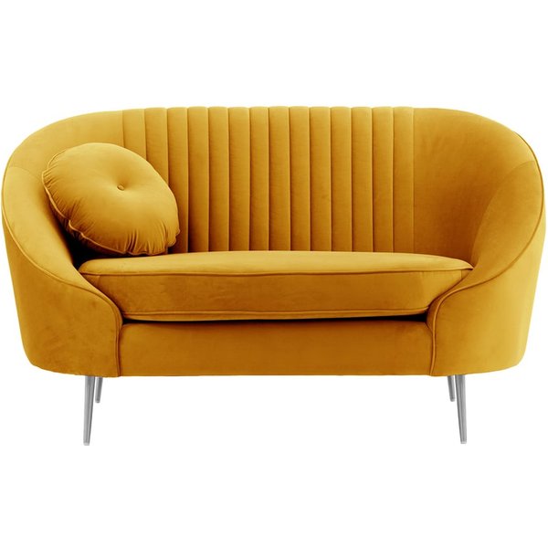 Kooper Armchair with stitching, mustard, Leg colour: chrome metal