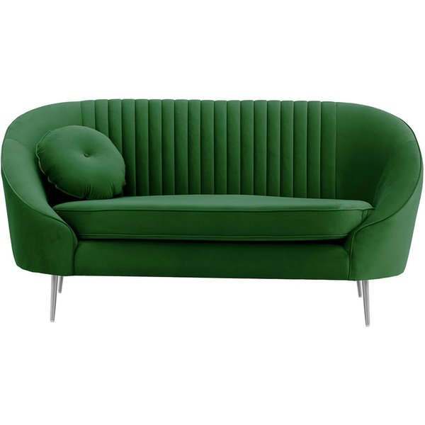 Kooper 2 Seater Sofa with stitching, dark green, Leg colour: chrome metal