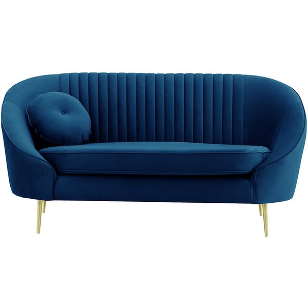 Kooper 2 Seater Sofa with stitching, blue, Leg colour: gold metal