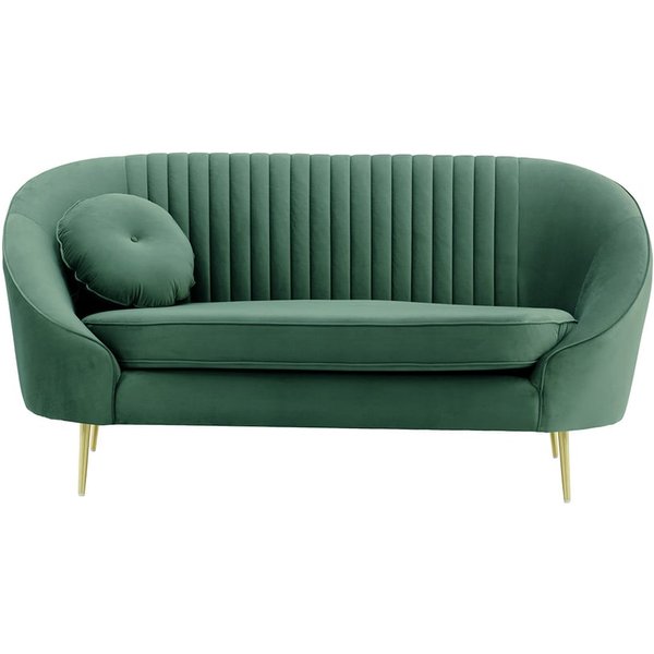 Kooper 2 Seater Sofa with stitching, dirty blue, Leg colour: gold metal