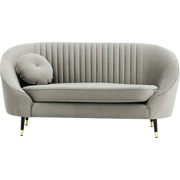 Kooper 2 Seater Sofa with stitching, silver, Leg colour: Black + gold