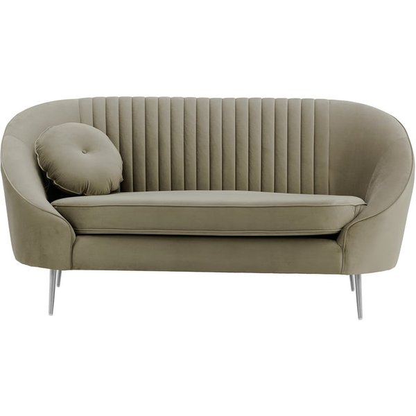 Kooper 2 Seater Sofa with stitching, grey, Leg colour: chrome metal
