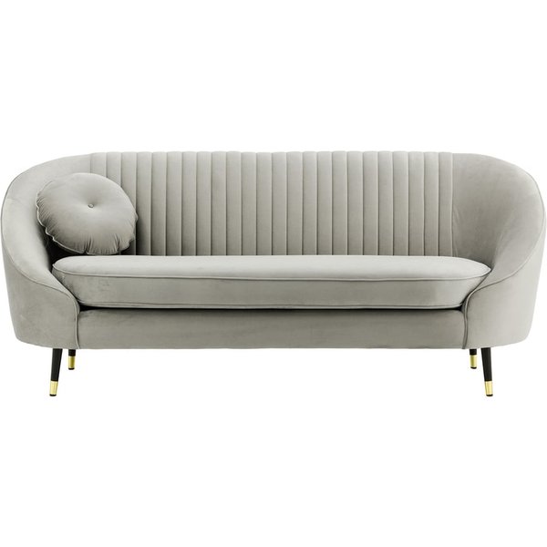 Kooper 2,5 Seater Sofa with stitching, silver, Leg colour: Black + gold