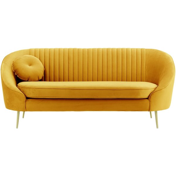 Kooper 2,5 Seater Sofa with stitching, mustard, Leg colour: gold metal