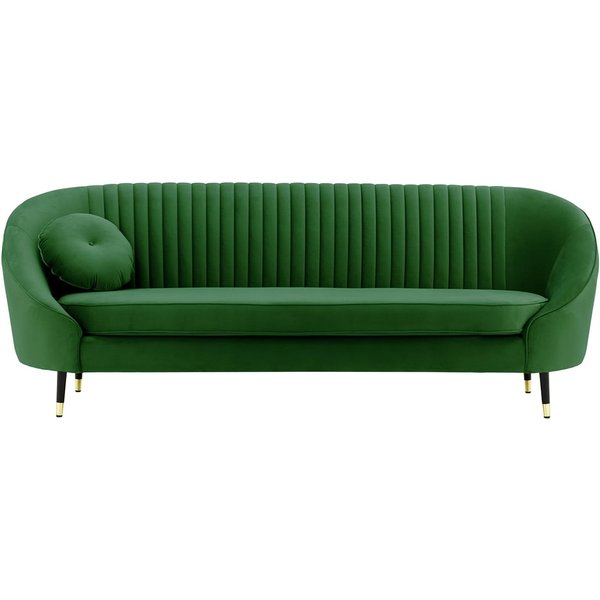 Kooper 3 Seater Sofa with stitching, dark green, Leg colour: Black + gold