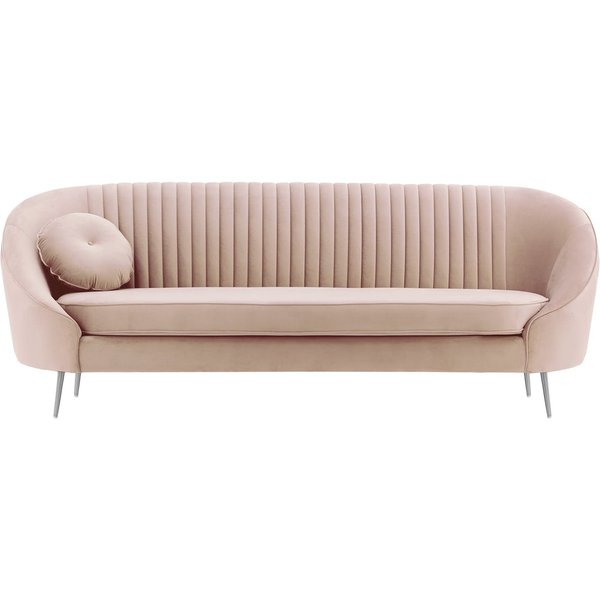 Kooper 3 Seater Sofa with stitching, lilac, Leg colour: chrome metal