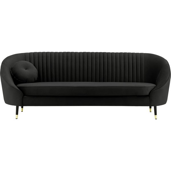Kooper 3 Seater Sofa with stitching, black, Leg colour: Black + gold