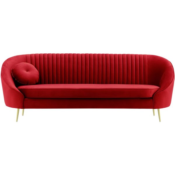 Kooper 3 Seater Sofa with stitching, dark red, Leg colour: gold metal