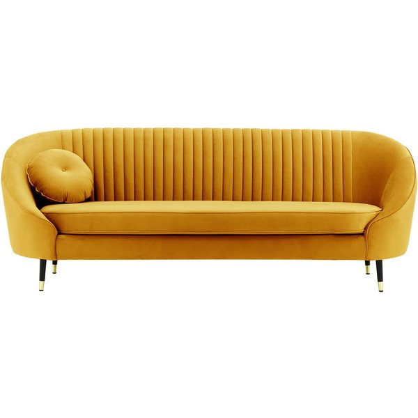 Kooper 3 Seater Sofa with stitching, mustard, Leg colour: Black + gold