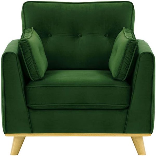 Farrow Armchair, dark green, Leg colour: like oak