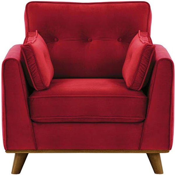 Farrow Armchair, dark red, Leg colour: dark oak