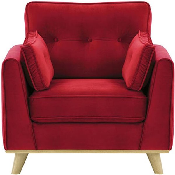 Farrow Armchair, dark red, Leg colour: wax black