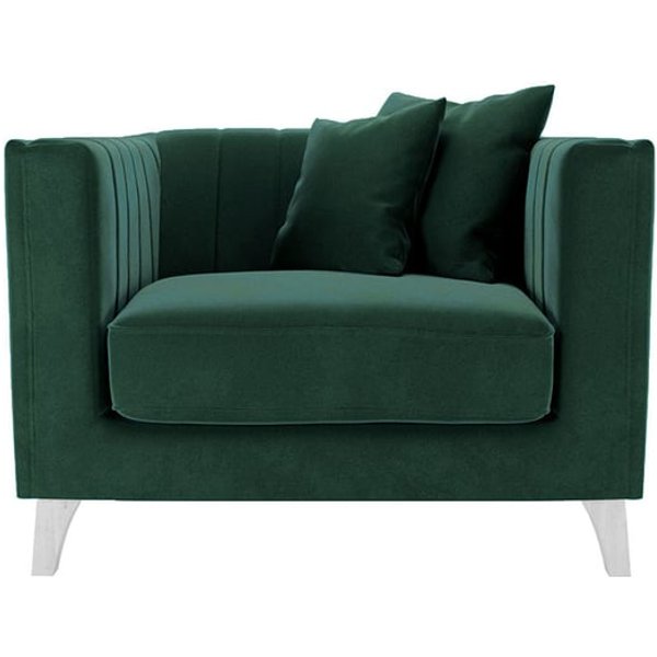 Barra Armchair, dark green, Leg colour: white