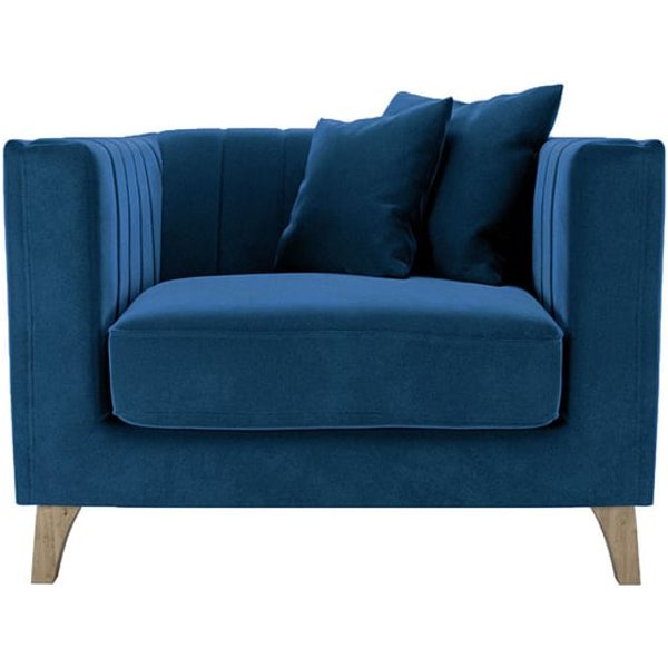 Barra Armchair, blue, Leg colour: wax black