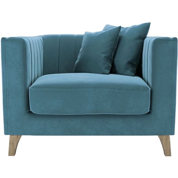 Barra Armchair, dirty blue, Leg colour: wax black