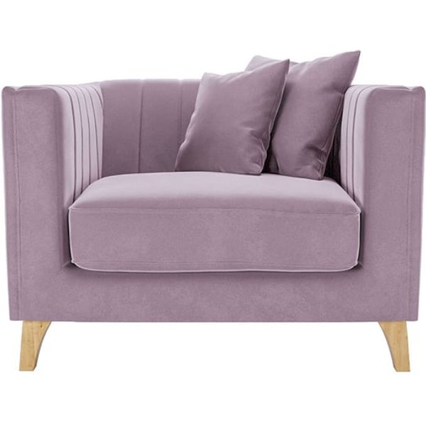 Barra Armchair, lilac, Leg colour: like oak